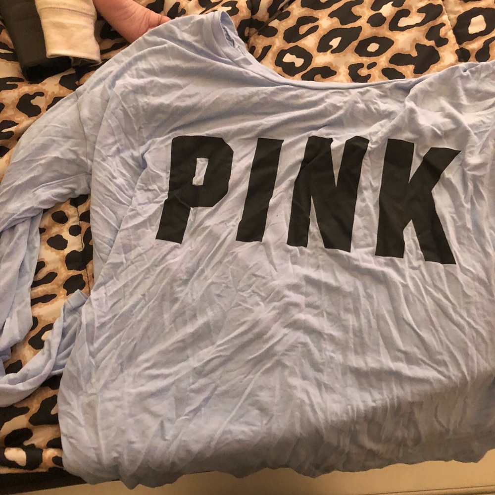 Blue pink shirt .